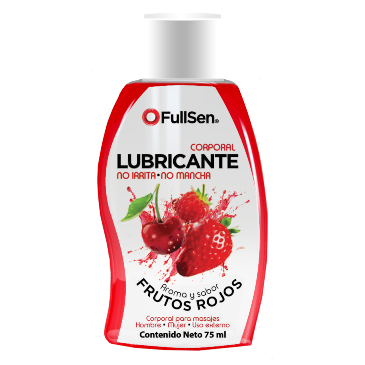 Lubricante Corporal FullSen 75ml, Aroma y Sabor Frutos Rojos