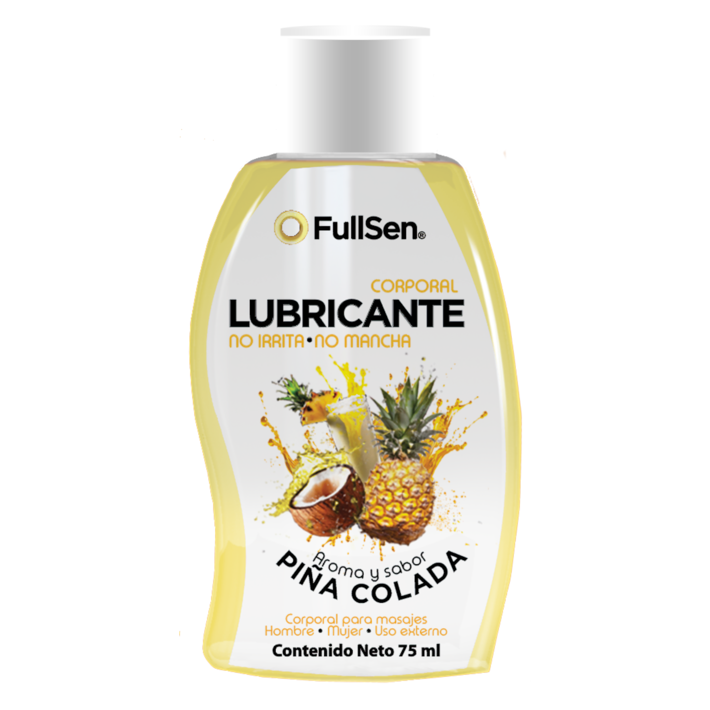 Lubricante Corporal FullSen 75ml, Aroma y Sabor Piña Colada