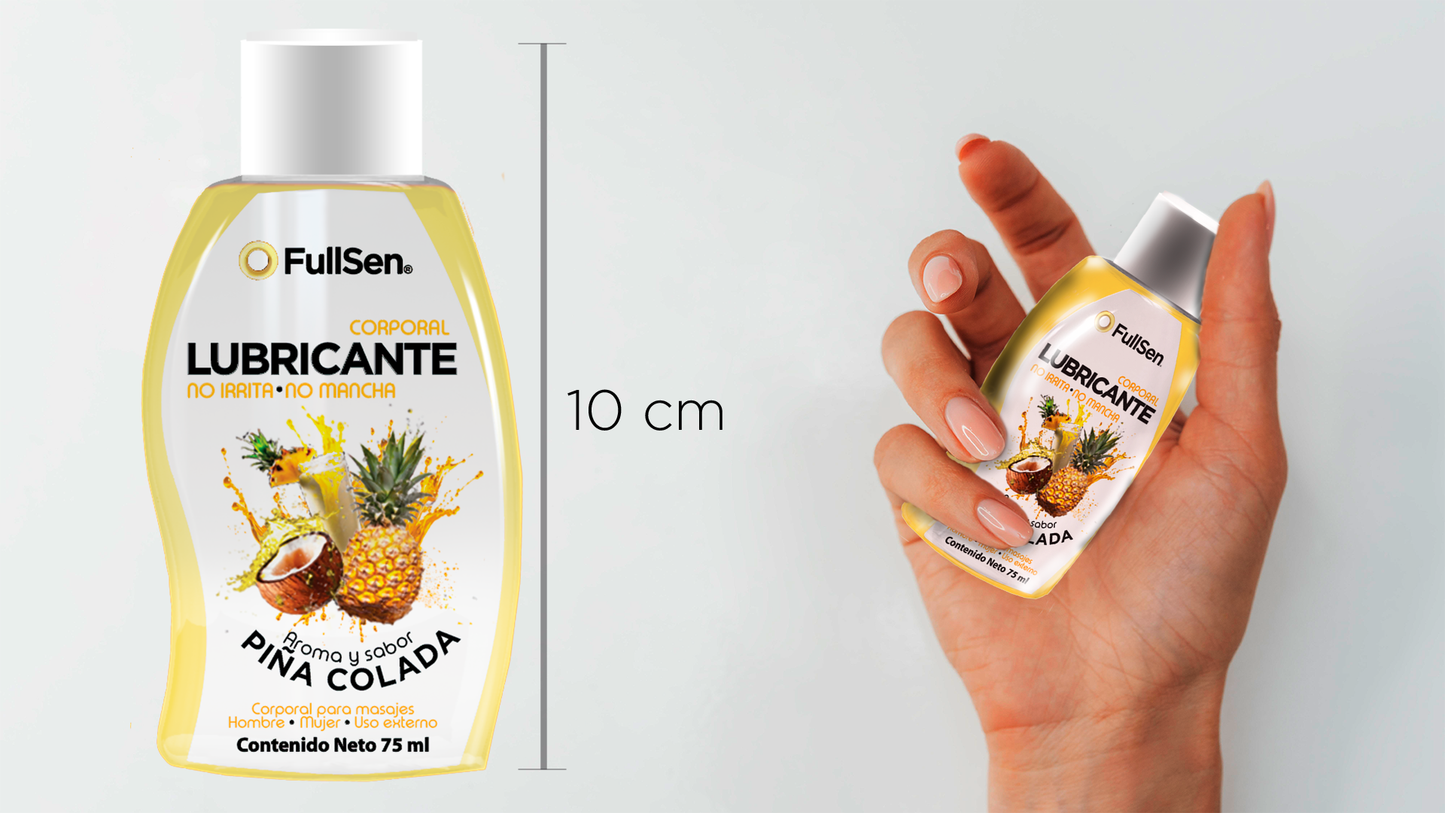 Lubricante Corporal FullSen 75ml, Aroma y Sabor Piña Colada