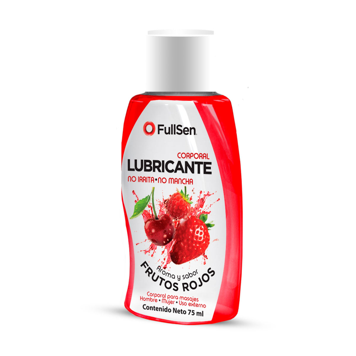 Lubricante Corporal FullSen 75ml, Aroma y Sabor Frutos Rojos