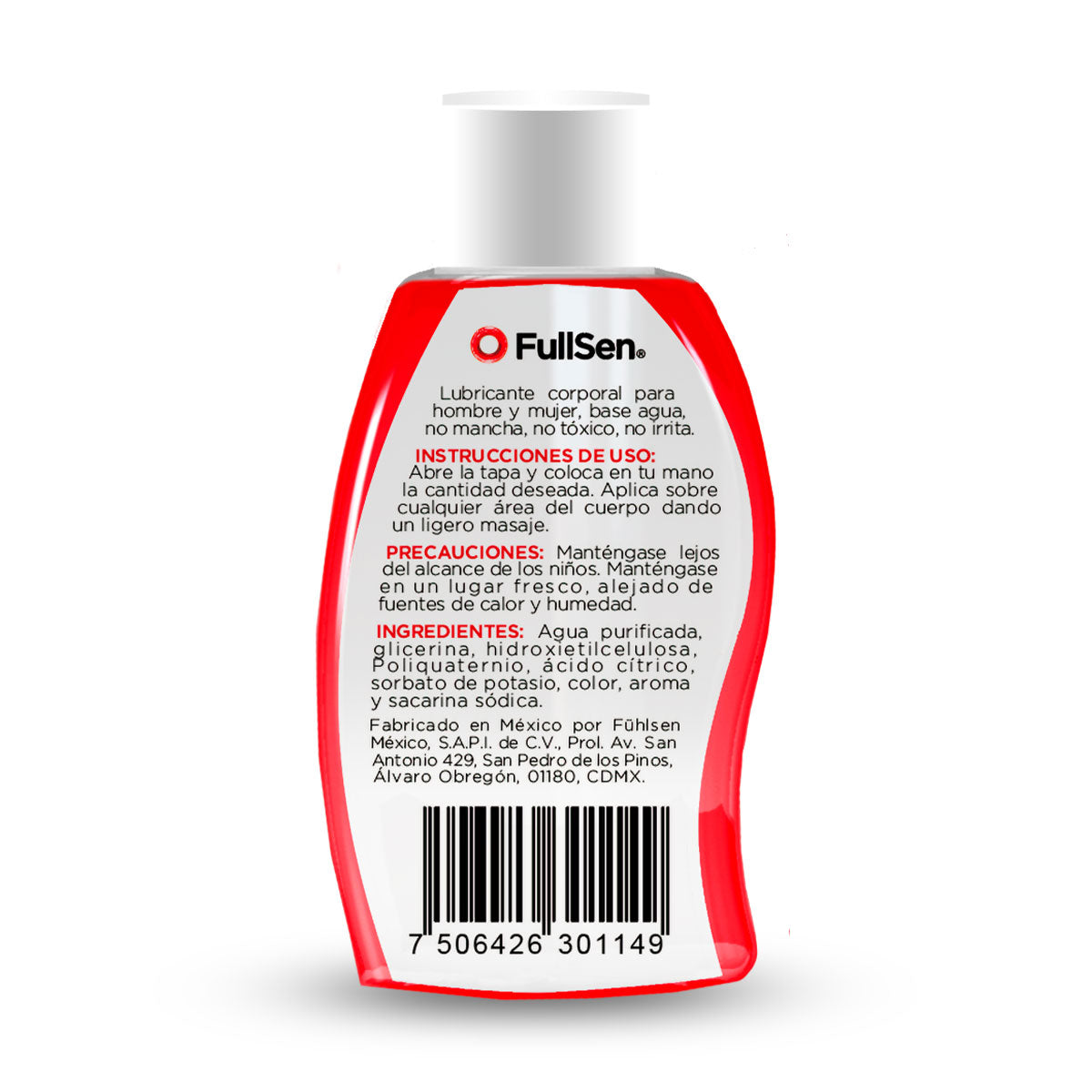 Lubricante Corporal FullSen 75ml, Aroma y Sabor Frutos Rojos