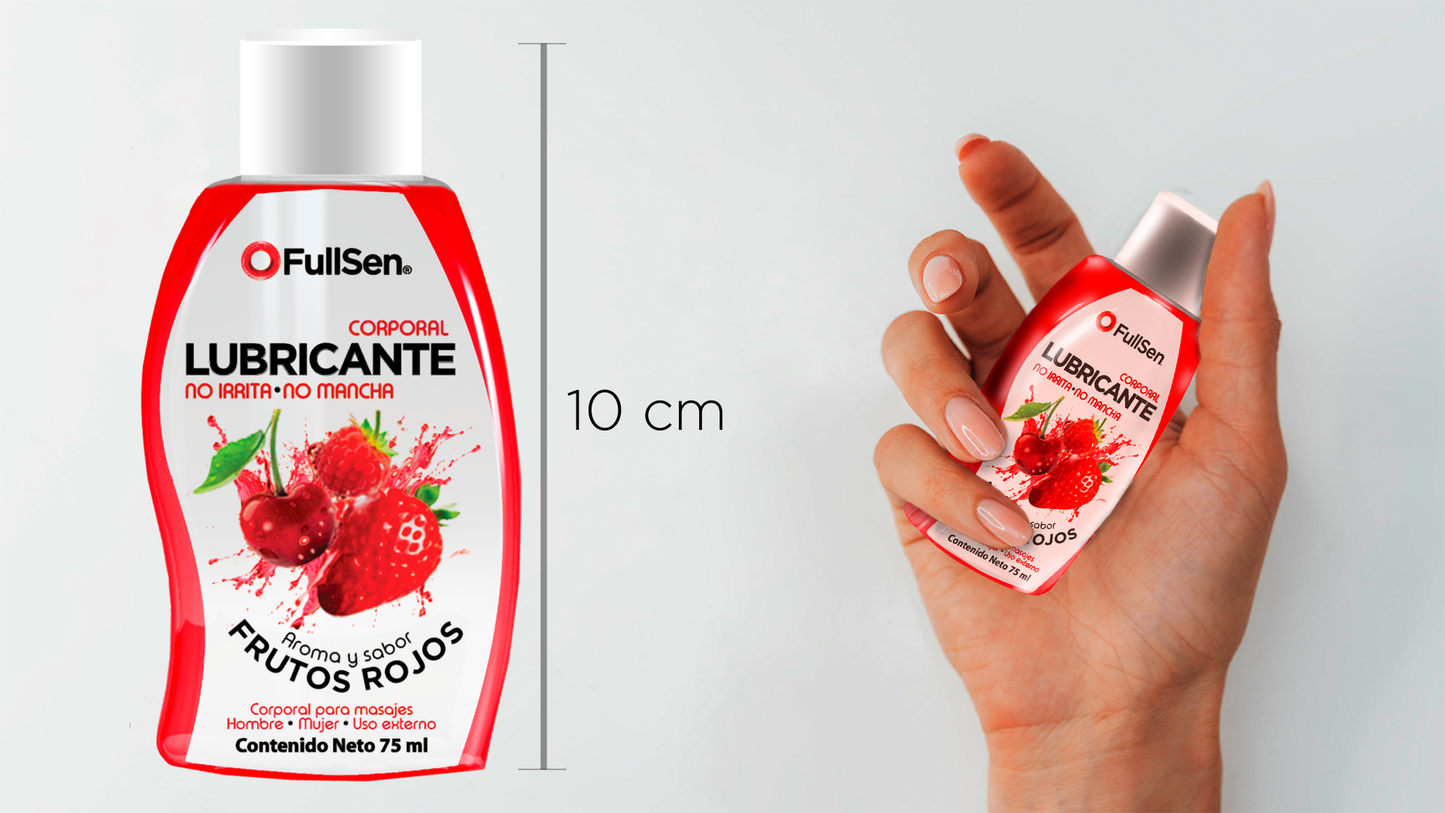 Lubricante Corporal FullSen 75ml, Aroma y Sabor Frutos Rojos