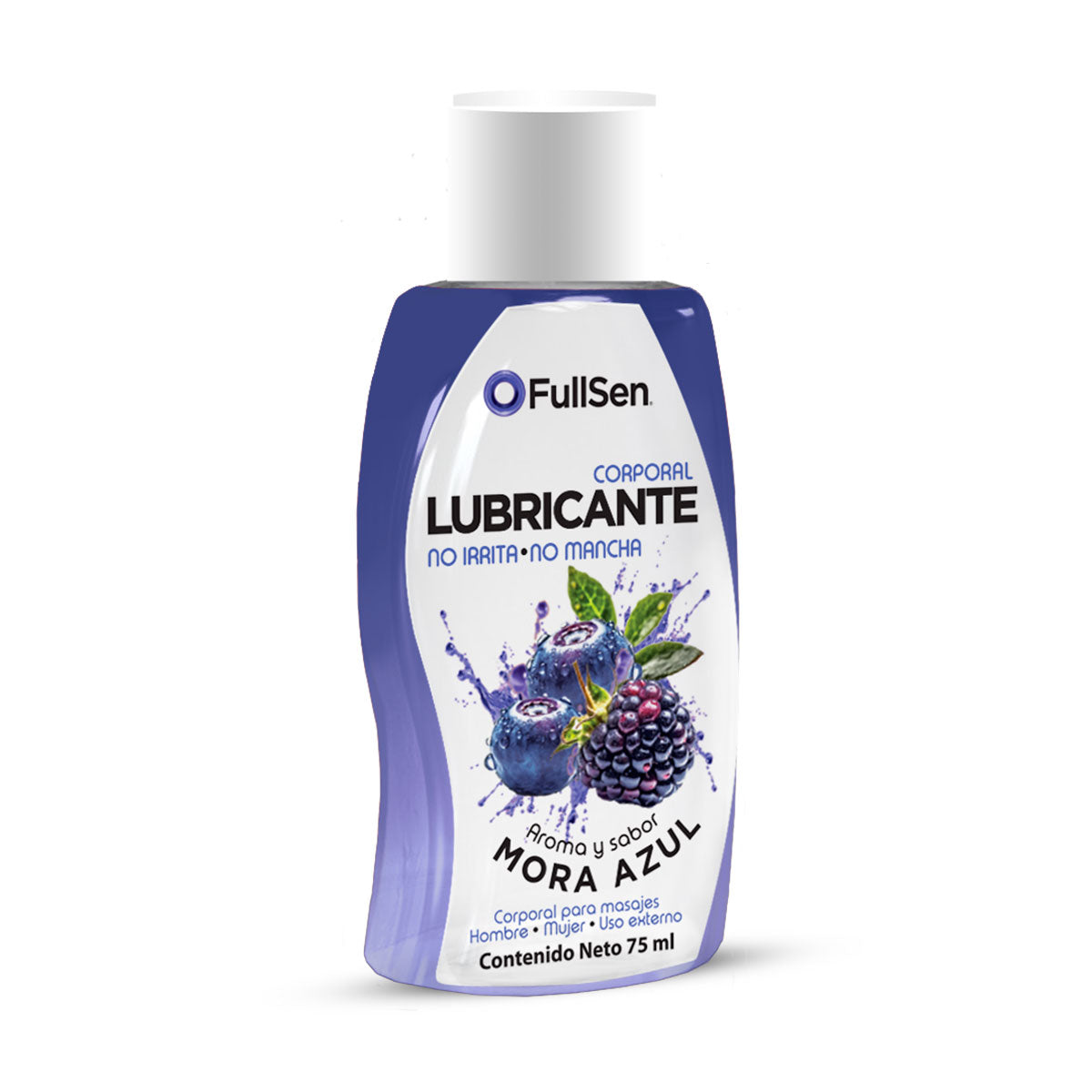 Lubricante Corporal FullSen 75ml, Aroma y Sabor Mora Azul