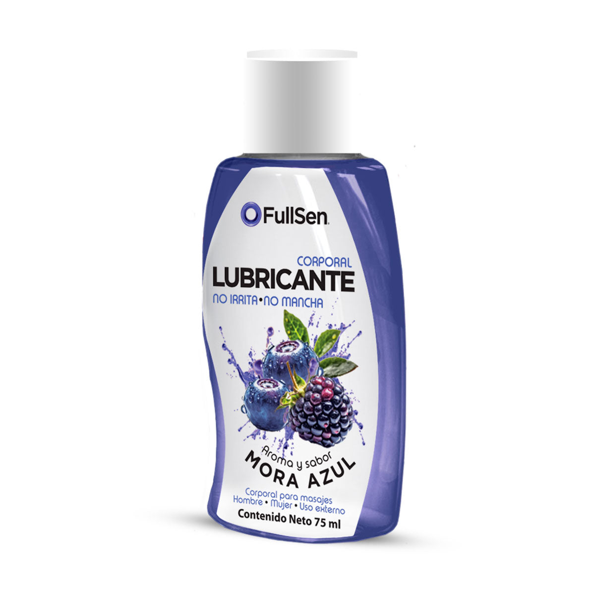 Lubricante Corporal FullSen 75ml, Aroma y Sabor Mora Azul