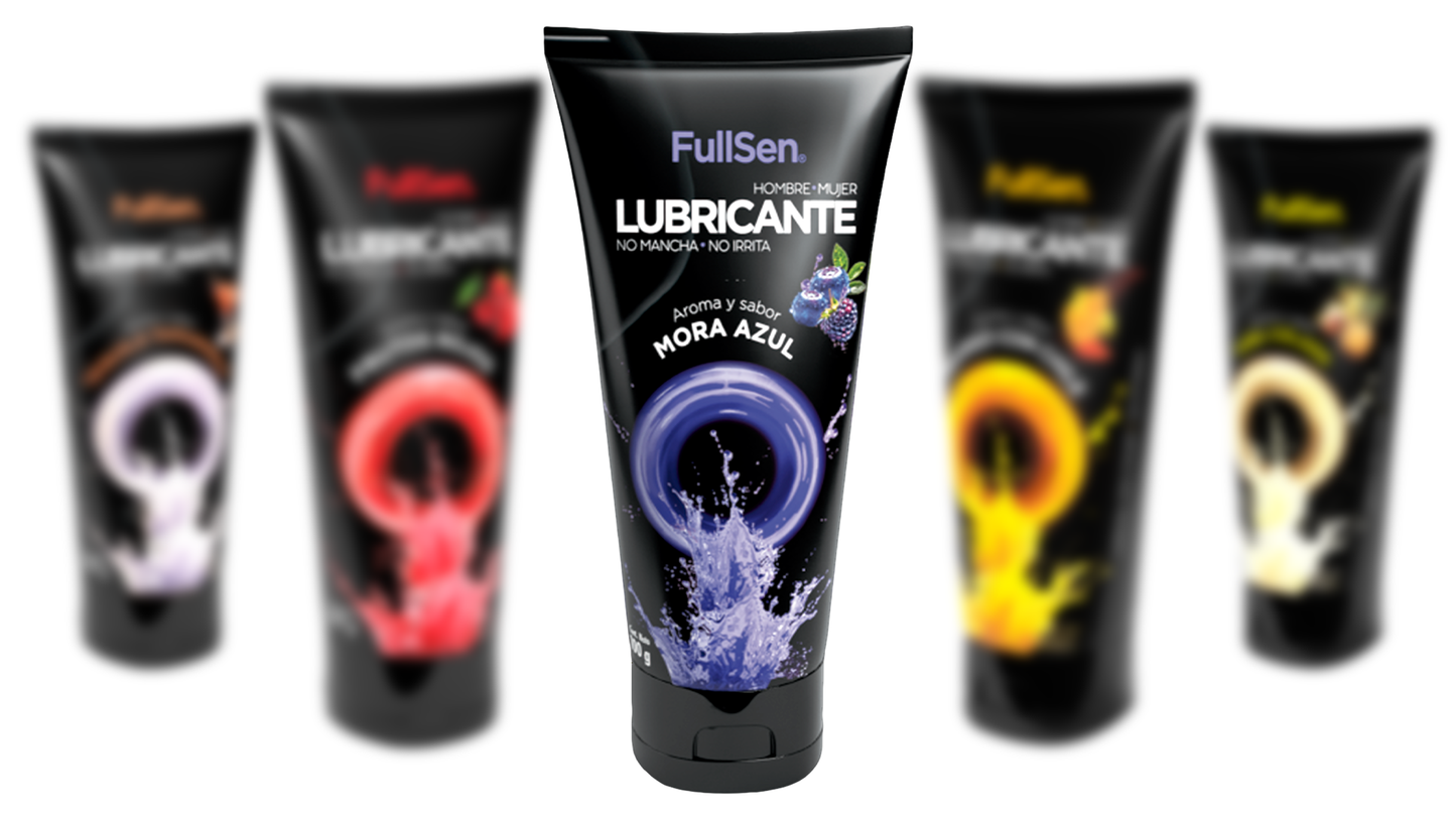 Lubricante FullSen 100g, Aroma y Sabor Mora Azul