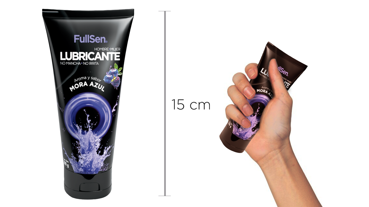 Lubricante FullSen 100g, Aroma y Sabor Mora Azul