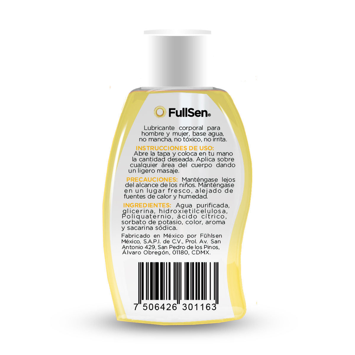 Lubricante Corporal FullSen 75ml, Aroma y Sabor Piña Colada