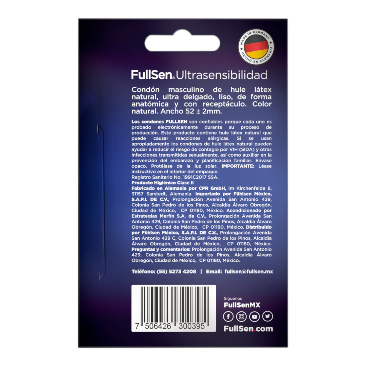 Condones FullSen Ultrasensibilidad cartera de 3