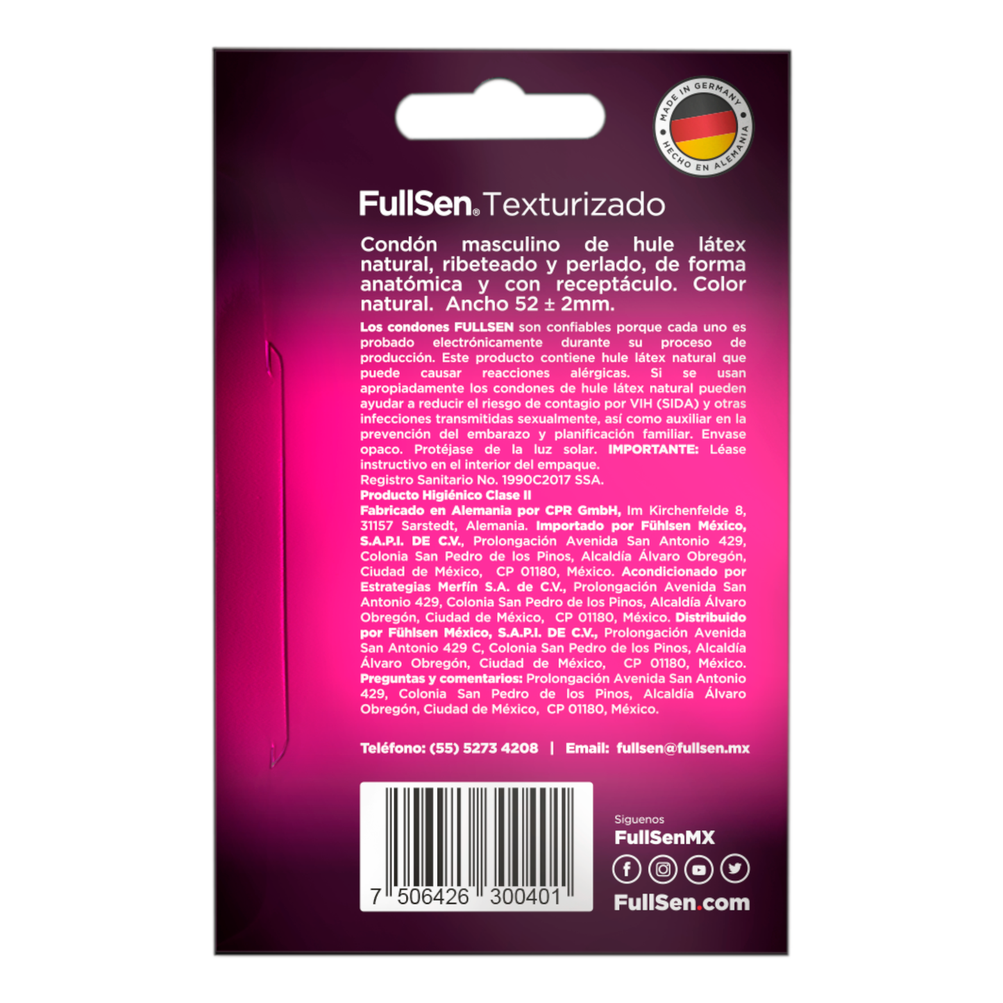 Condones FullSen Texturizado cartera de 3