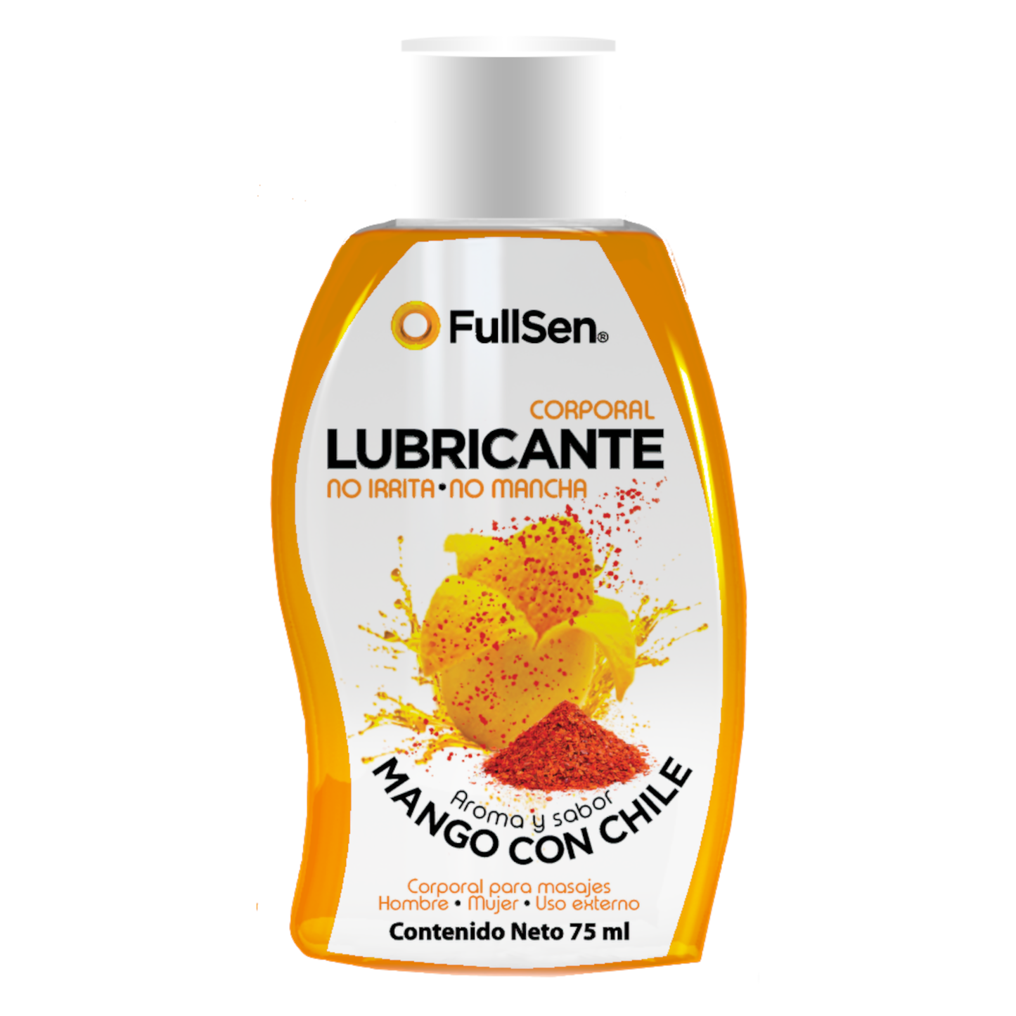 Lubricante Corporal FullSen 75ml, Aroma y Sabor Mango con Chile